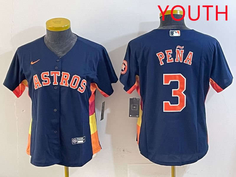 Youth Houston Astros #3 Pena Blue City Edition 2025 Nike MLB Jersey style 1